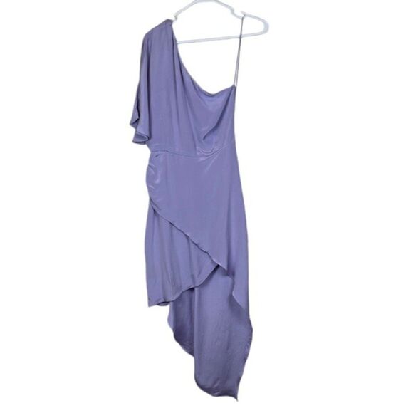 HANEY Marta Asymmetrical Wrap Dress One Shoulder Lavender Lilac Purple Size 2 - Picture 7 of 14